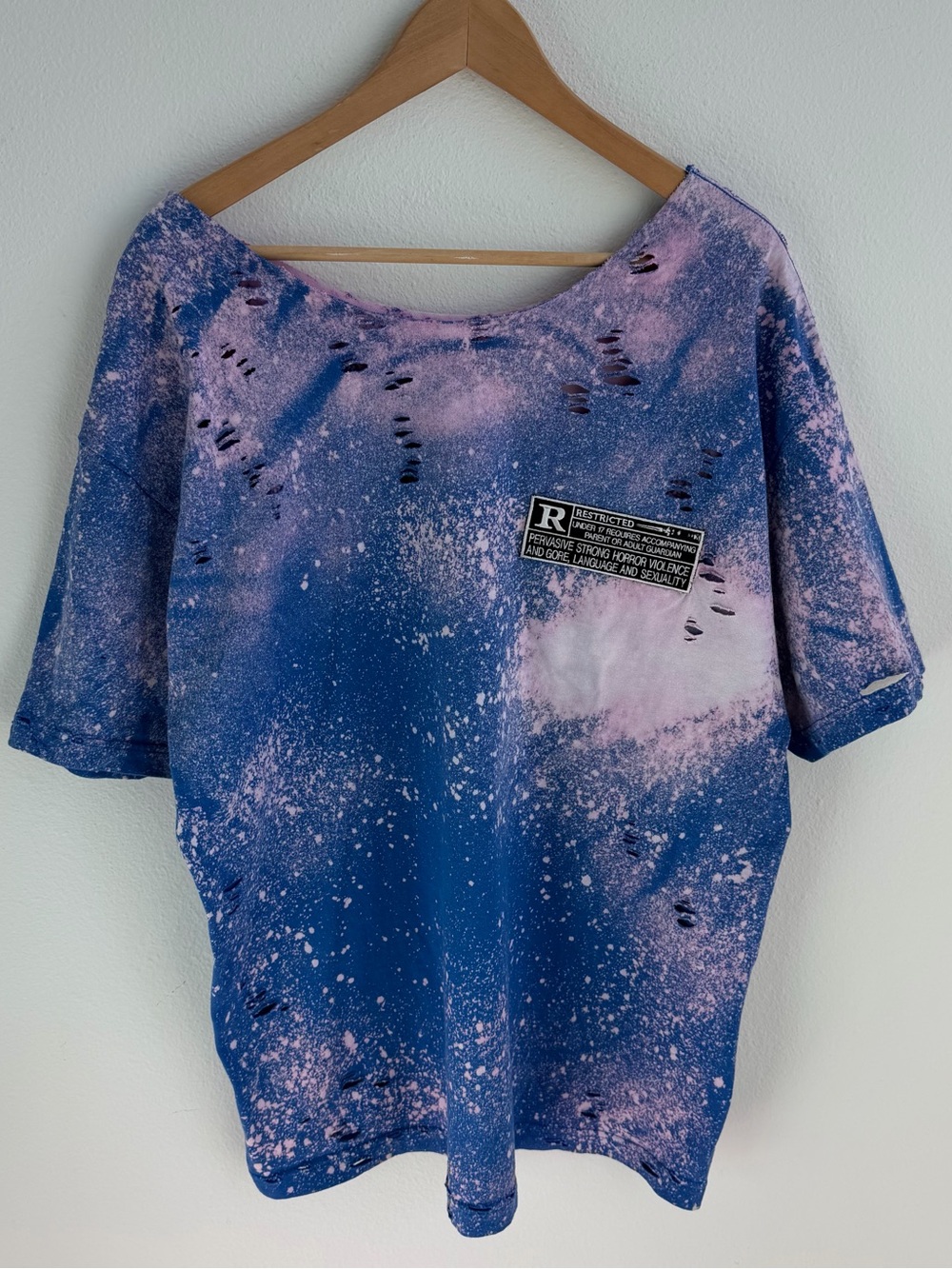 Custom "Rated R" Patch Distressed Bleach Tee